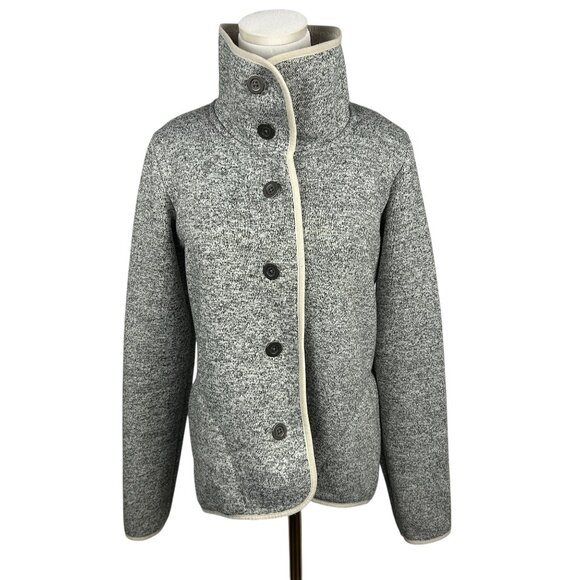 Columbia Sweater Jacket Womens Small Grey Cream Darling Days Fleece Button Up - Picture 3 of 15